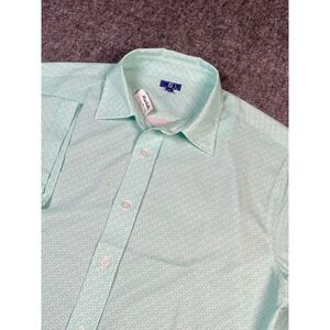 FJ Footjoy Golf Shirt Mens Large‎ Short Sleeve Green Geometric Print